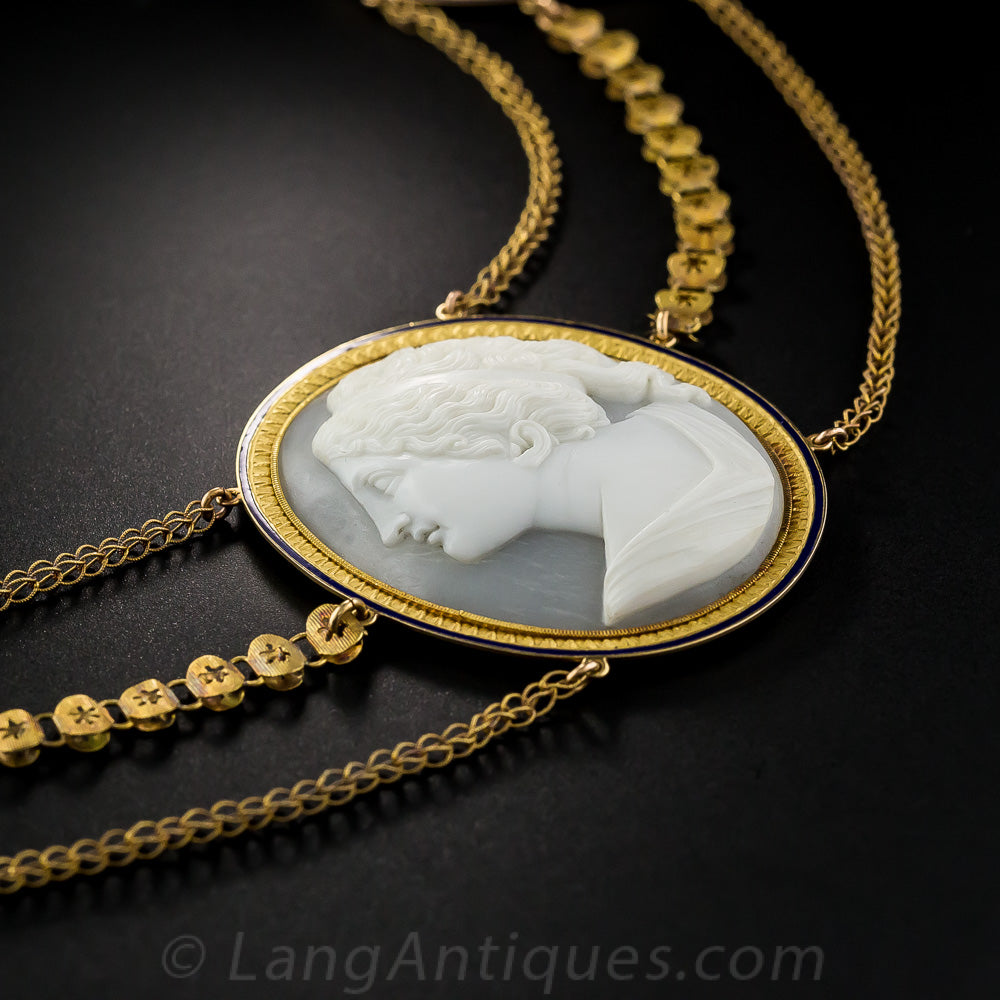 Antique Cameo Necklace and Earrings Set - 10