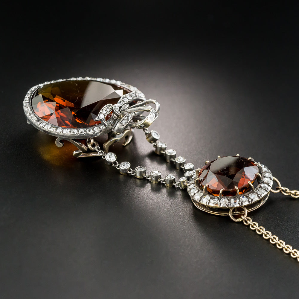 Antique Citrine and Diamond Necklace, French - 5