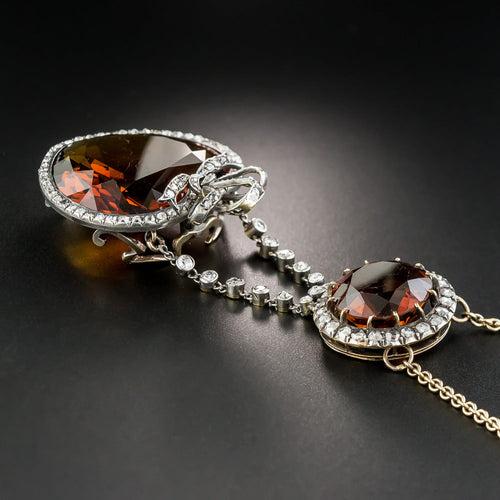 Antique Citrine and Diamond Necklace, French - 5
