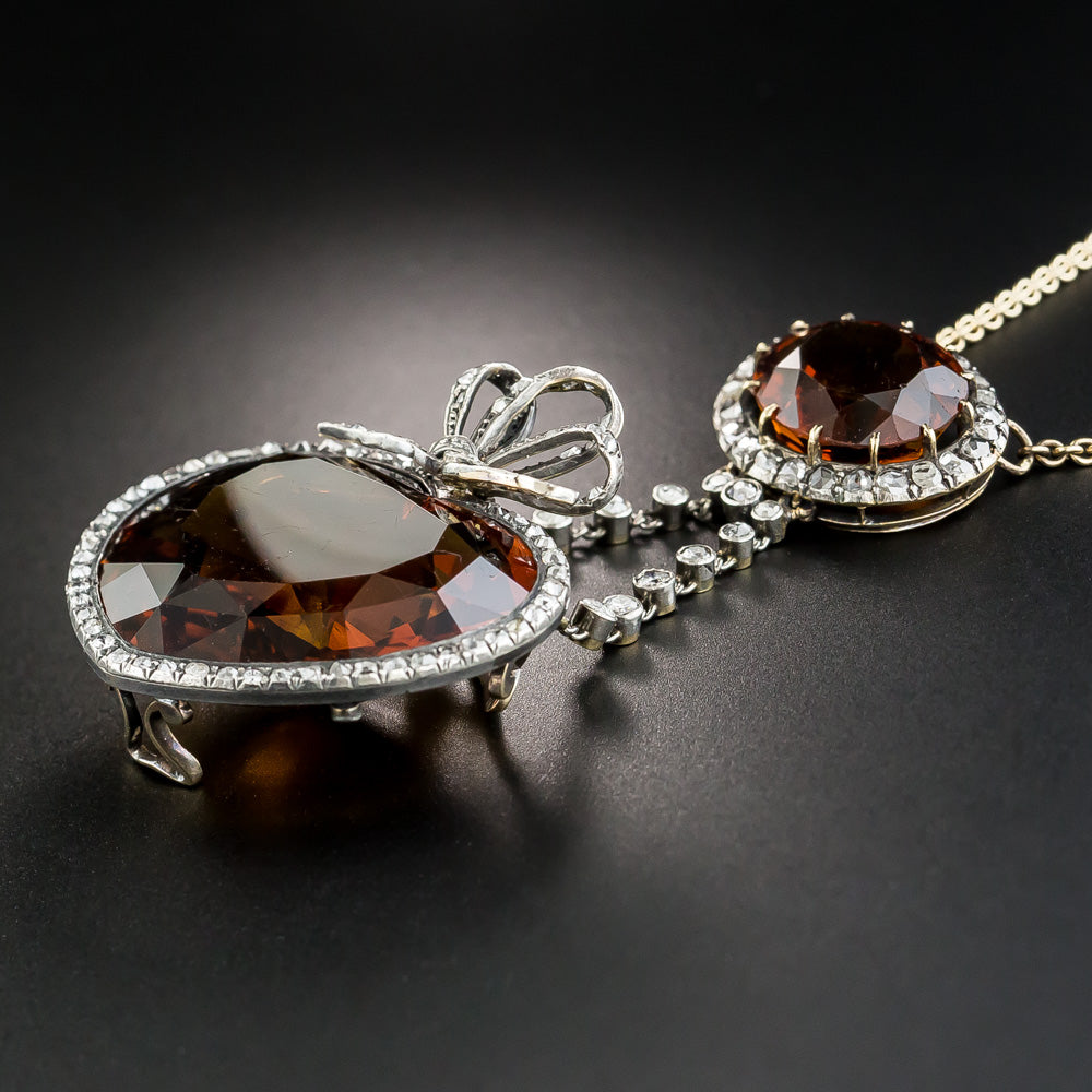 Antique Citrine and Diamond Necklace, French - 6