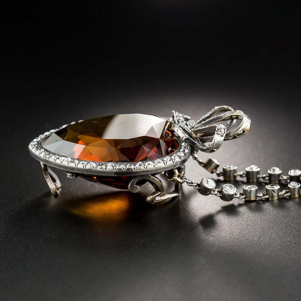 Antique Citrine and Diamond Necklace, French - 7