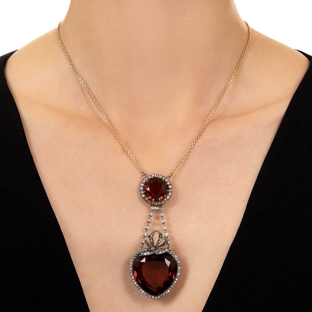 Antique Citrine and Diamond Necklace, French - 7