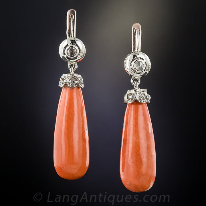 Antique Coral Drop Earrings