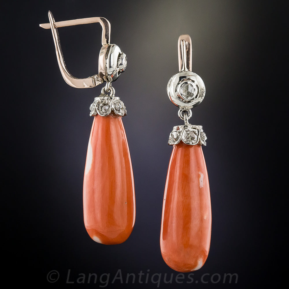 Antique Coral Drop Earrings - 4
