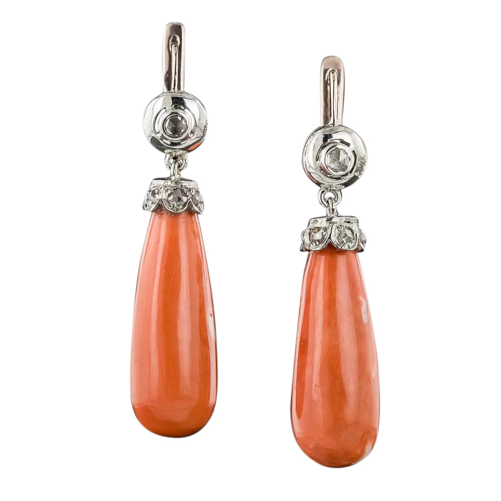 Antique Coral Drop Earrings - 3