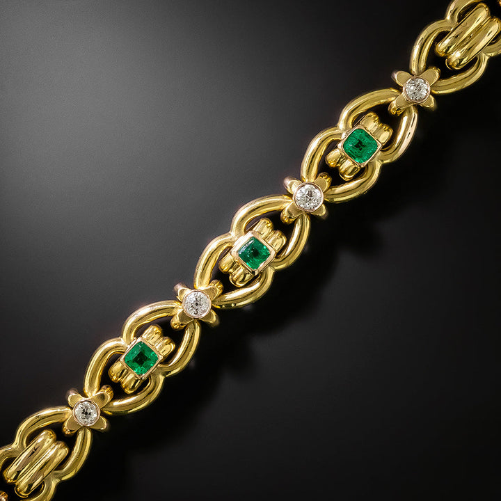 Antique Emerald and Diamond Bracelet, Austro-Hungary