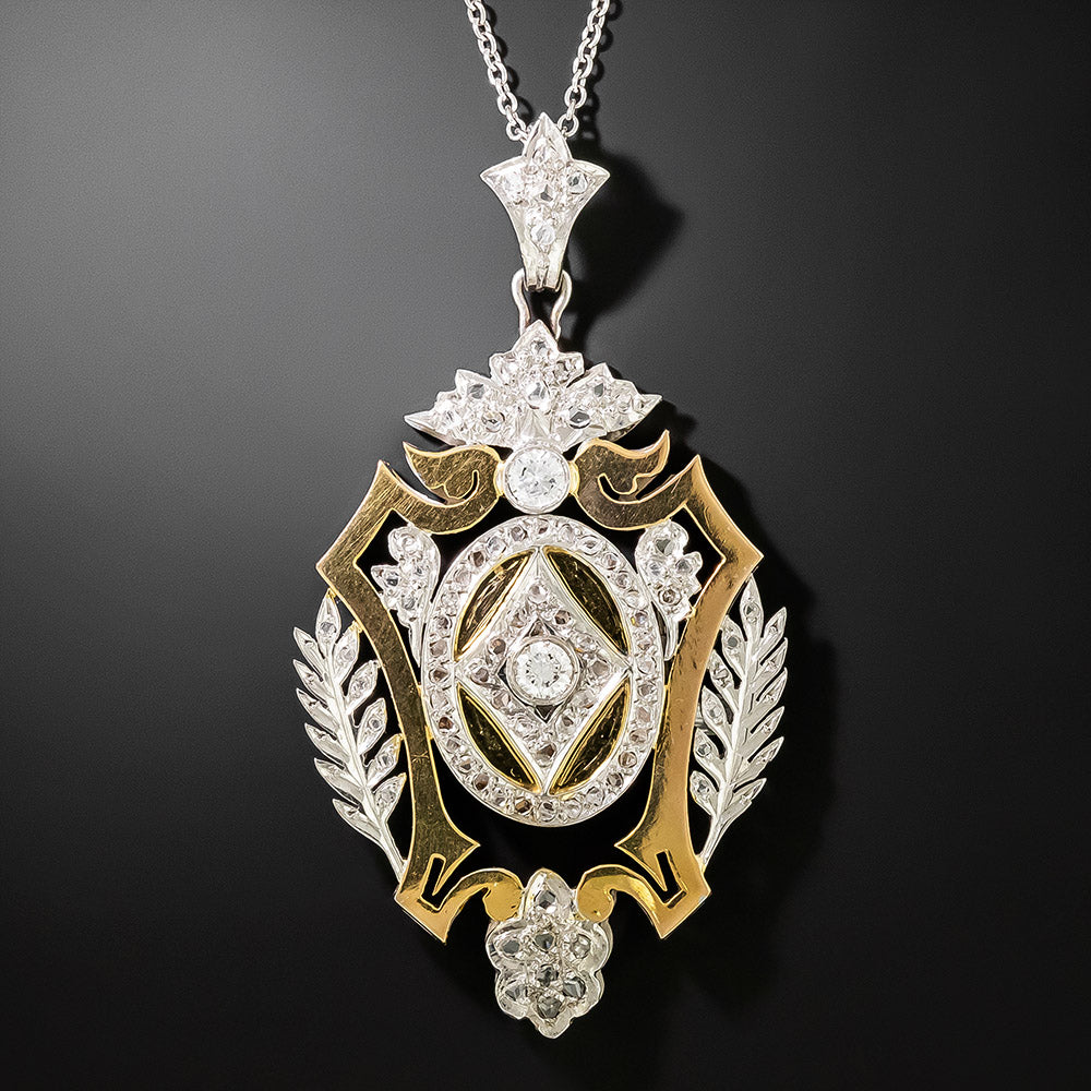 Antique Empire-Style Diamond Lavalière Locket Necklace - 2
