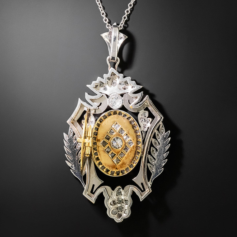 Antique Empire-Style Diamond Lavalière Locket Necklace - 4