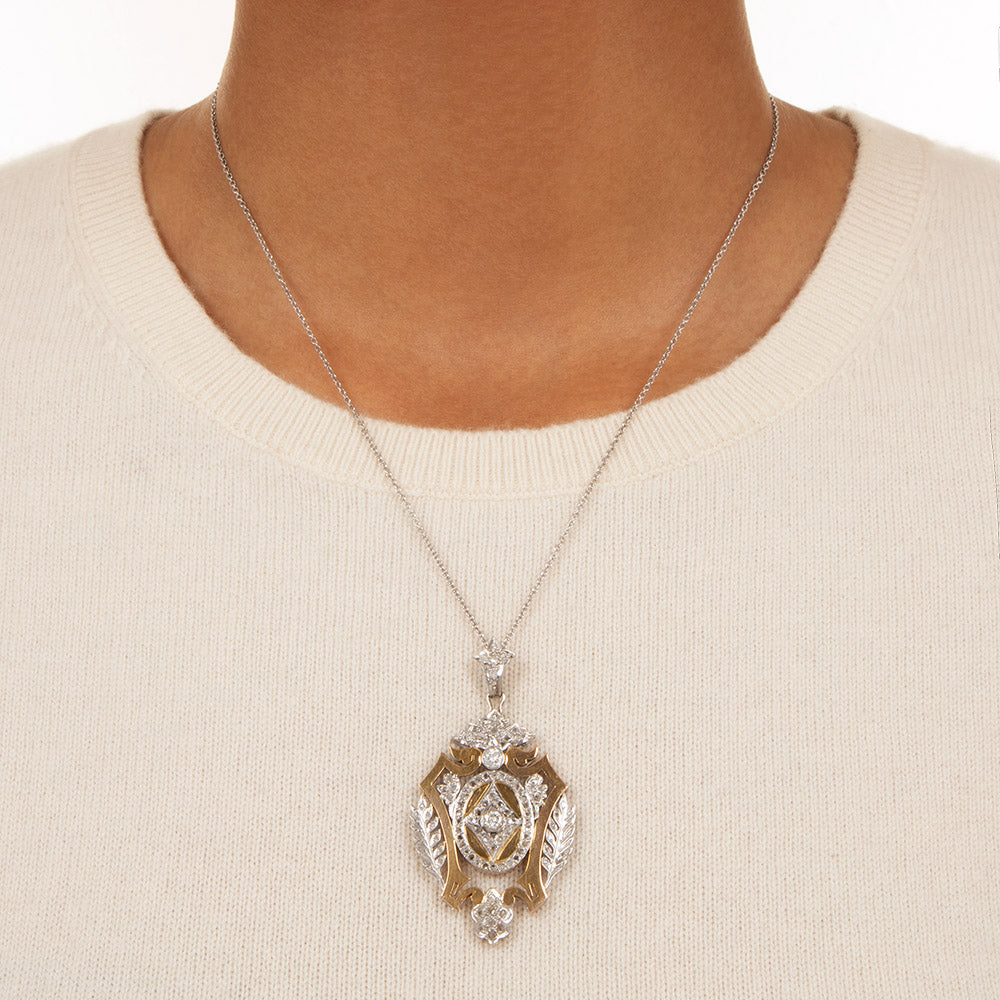 Antique Empire-Style Diamond Lavalière Locket Necklace - 6