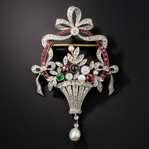 Antique Flower Basket  Pendant/Brooch - 5