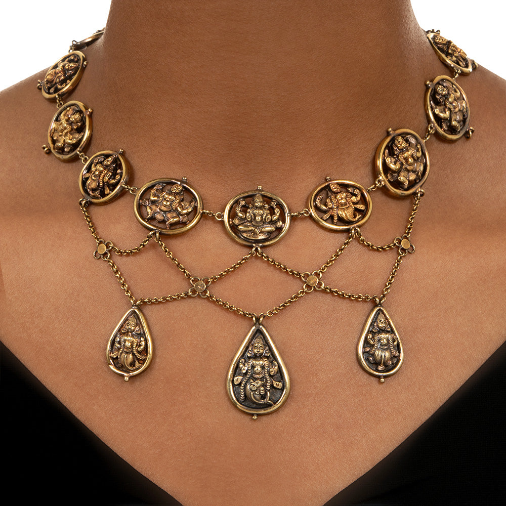 Antique French 17K Gold 'Shiva' Necklace - 3