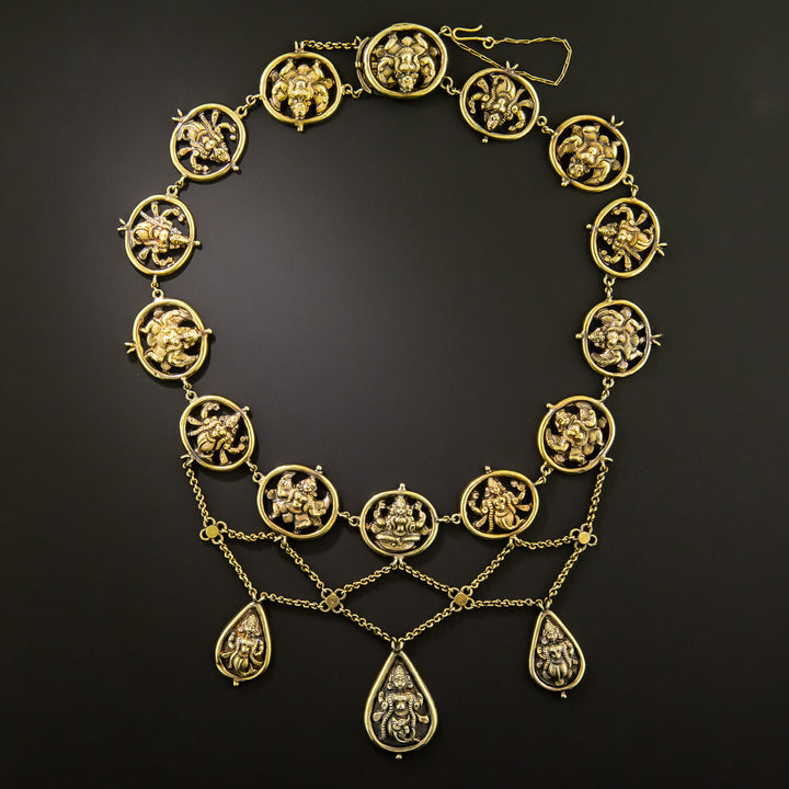Antique French 17K Gold 'Shiva' Necklace