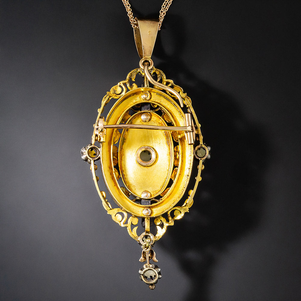 Antique French 18K Pearl and Diamond Pendant/Brooch - 2