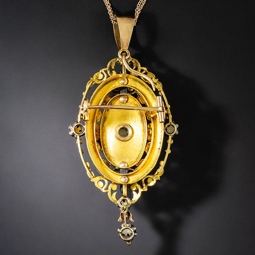 Antique French 18K Pearl and Diamond Pendant/Brooch - 2