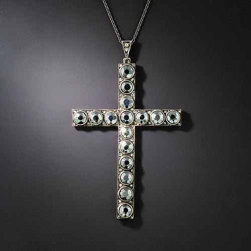 Antique Hematite and Rose-Cut Diamond Cross, Portuguese - 2
