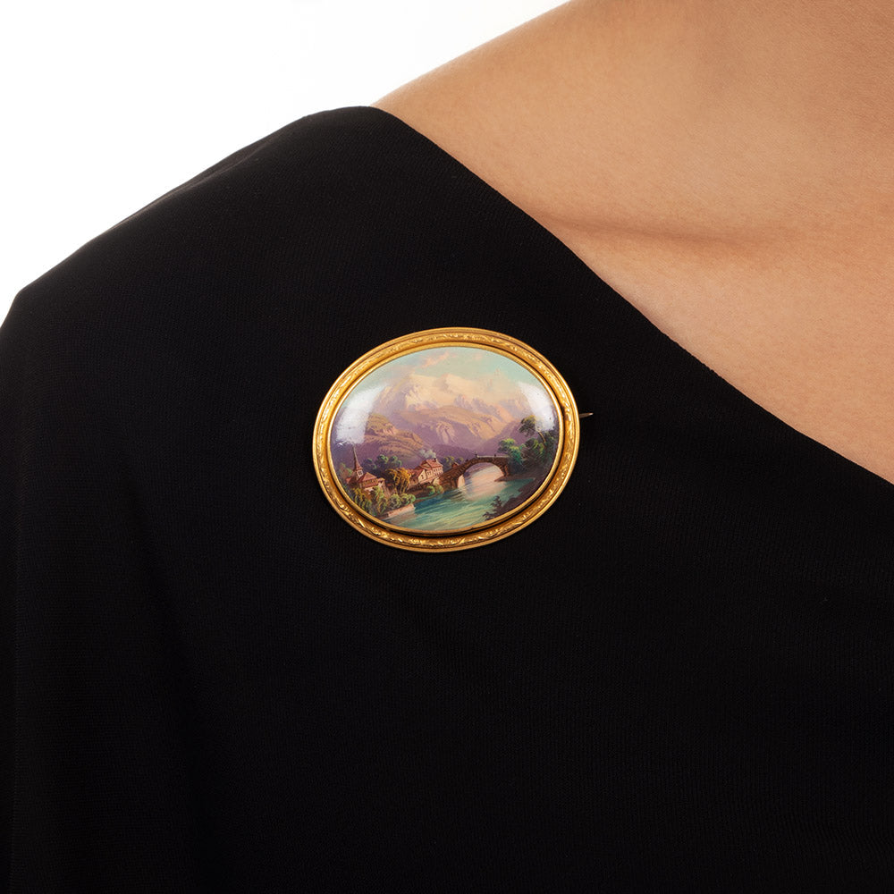 Antique Mont Blanc Swiss Enamel Pendant/Brooch - 7