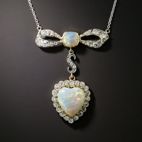 Antique Opal and Diamond Dangle Necklace - 2