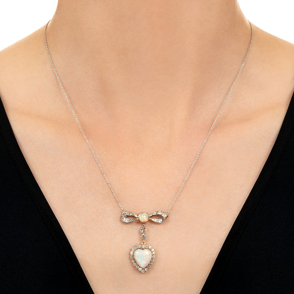 Antique Opal and Diamond Dangle Necklace - 3