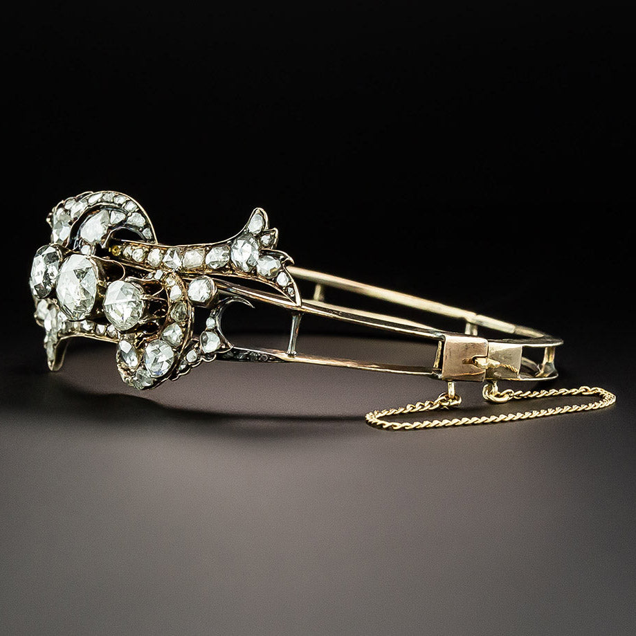 Antique Rose-Cut Diamond Bangle Bracelet - 2