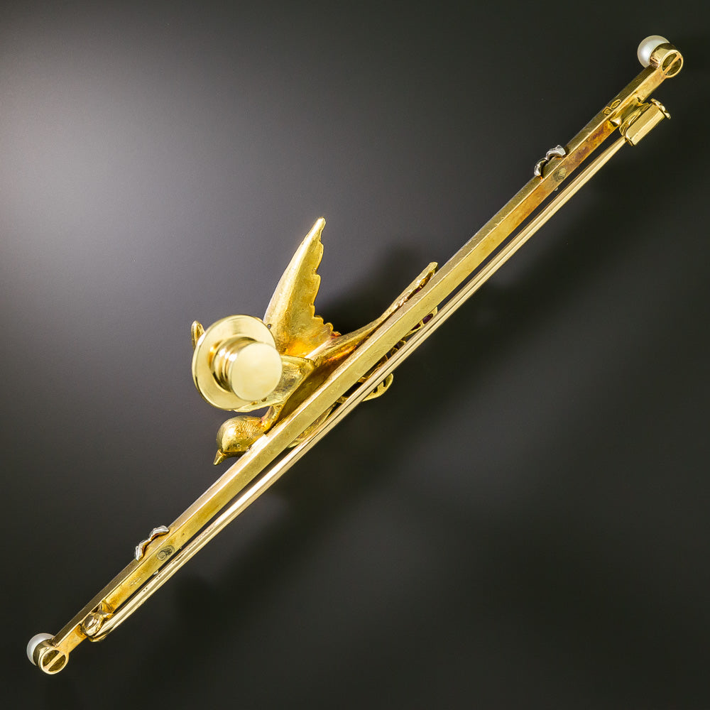 Antique Ruby* and Diamond Bird Bar Brooch - 3