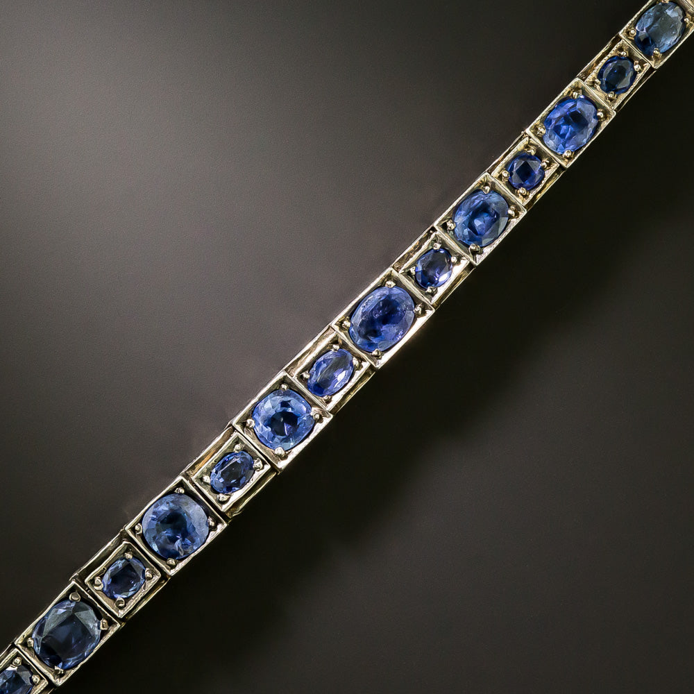 Antique Sapphire Silver Line Bracelet - 3