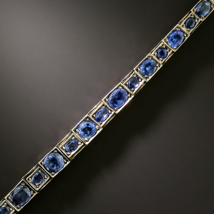 Antique Sapphire Silver Line Bracelet