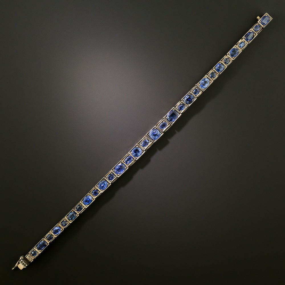 Antique Sapphire Silver Line Bracelet - 4