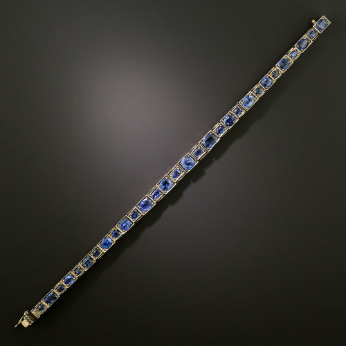 Antique Sapphire Silver Line Bracelet - 4