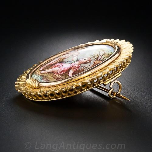 Antique Swiss Enamel Picture Brooch/Pendant, French 1838-1847 - 2