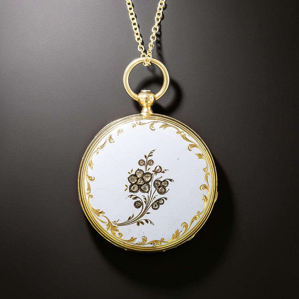  Antique Two-Sided Enamel and Diamond Locket - 3