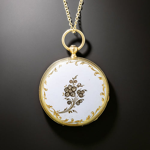  Antique Two-Sided Enamel and Diamond Locket - 3
