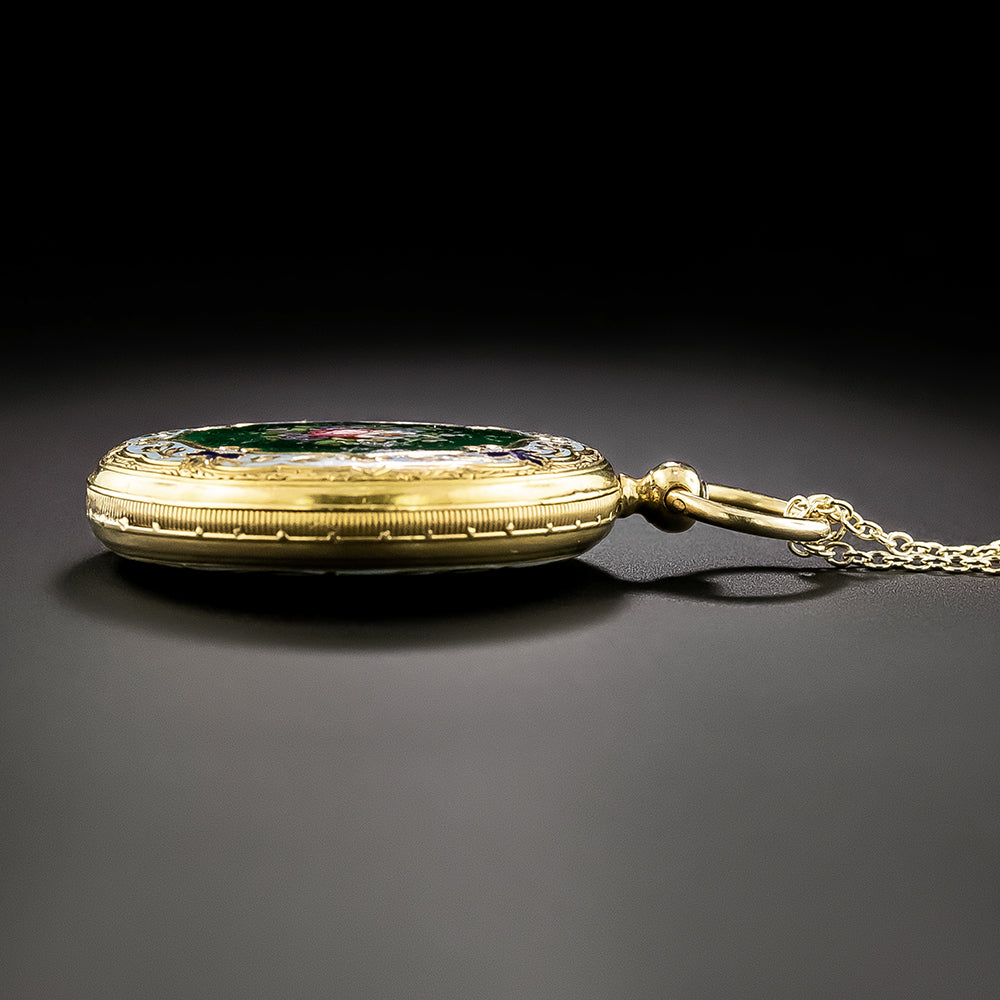  Antique Two-Sided Enamel and Diamond Locket - 6