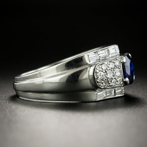 Art Deco 1.00 Carat No-Heat Sapphire and Diamond Ring - GIA - 2