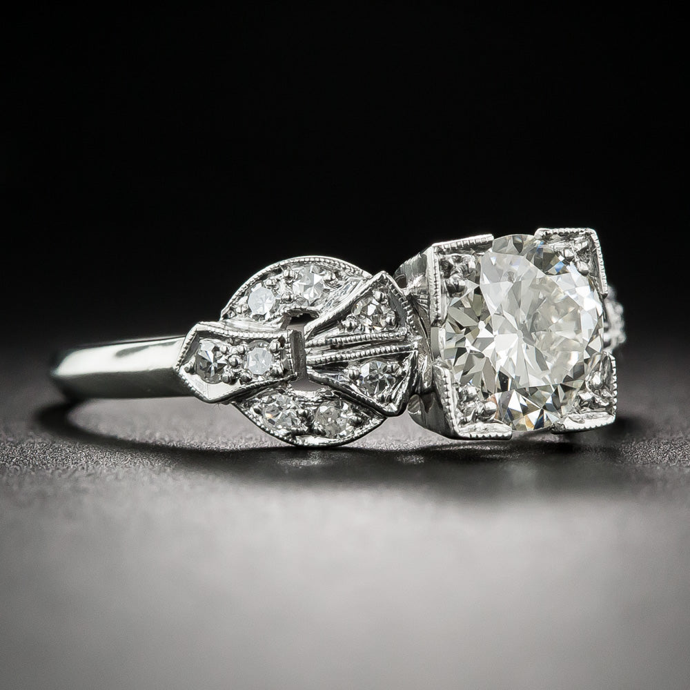 Art Deco 1.01 Carat Diamond Buckle Ring by Fletcher Burrow and Co - GIA J VS2 - 6