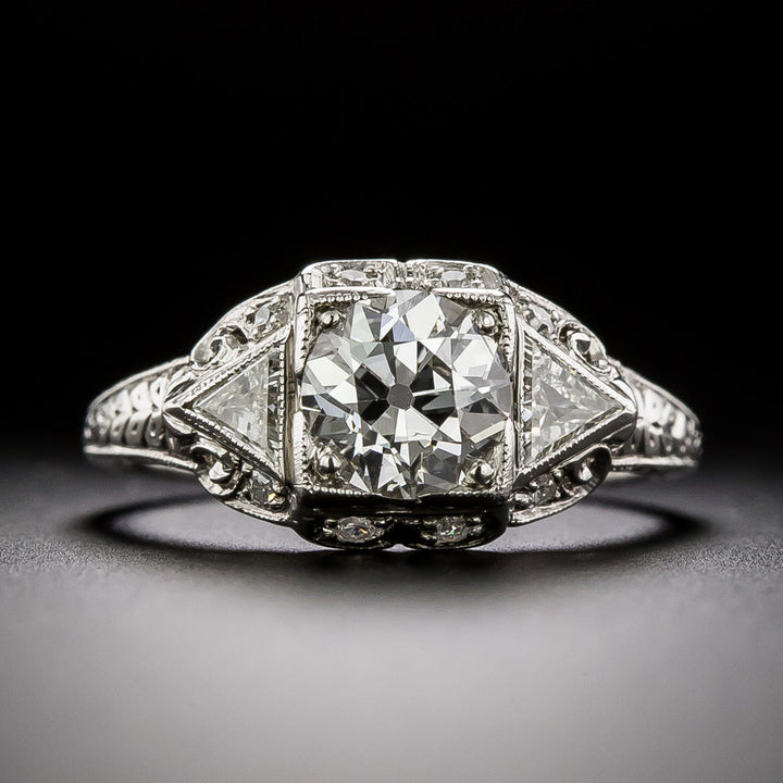 Art Deco 1.01 Carat Diamond Engagement Ring - GIA E SI2