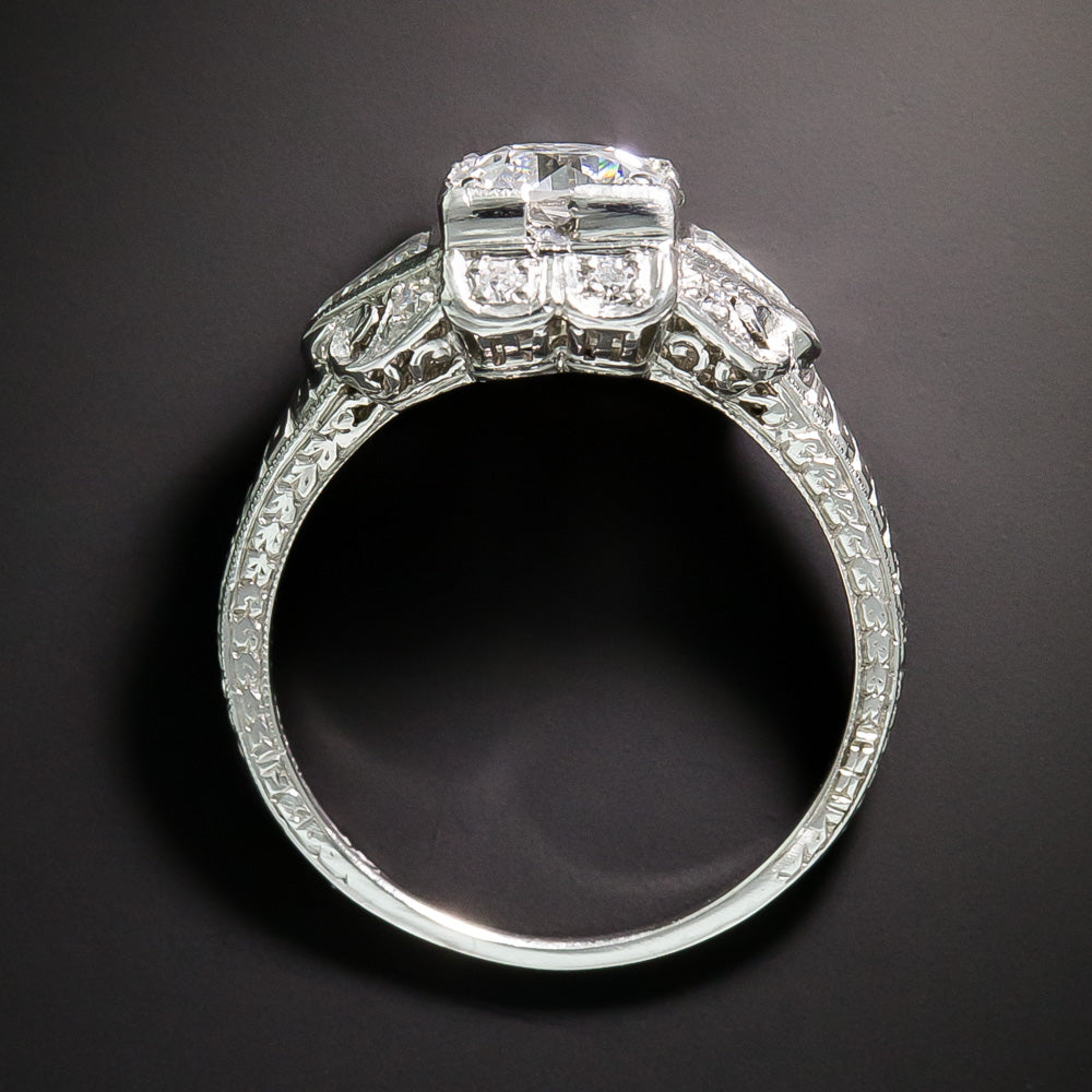 Art Deco 1.01 Carat Diamond Engagement Ring - GIA E SI2 - 3