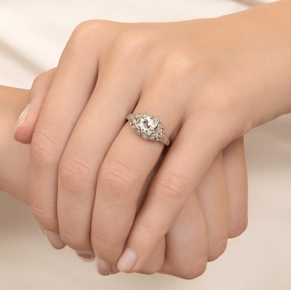 Art Deco 1.01 Carat Diamond Engagement Ring - GIA E SI2 - 5