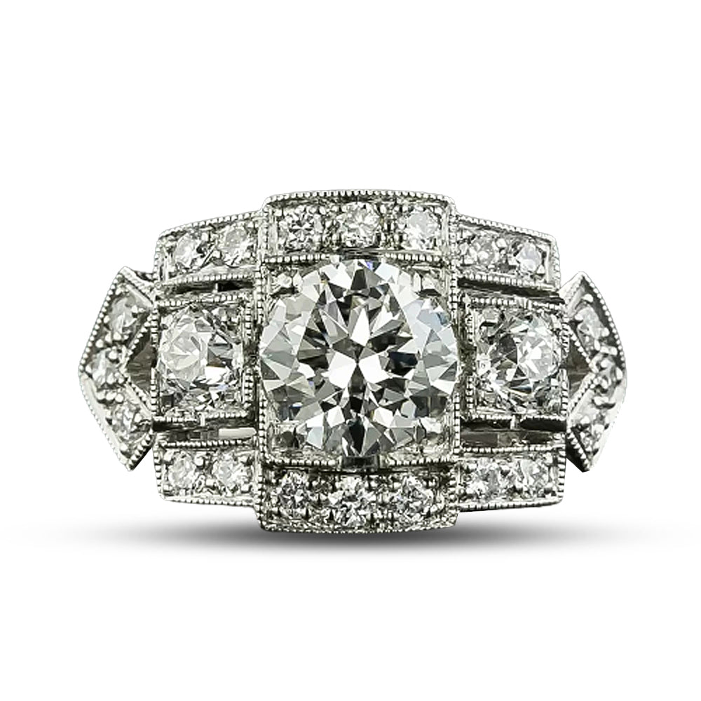 Art Deco 1.01 Carat Diamond Engagement Ring - GIA  G VS2  - 4