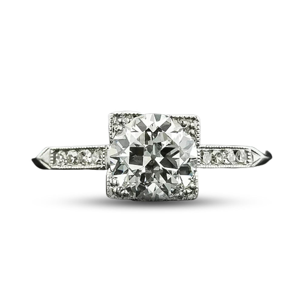 Art Deco 1.02 Carat Diamond Ring - GIA H SI1 - 4