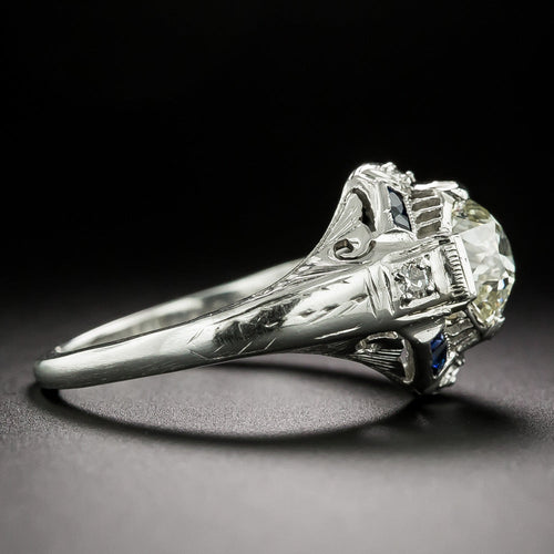 Art Deco 1.03 Carat Diamond and Sapphire* Ring - GIA N SI1 - 8