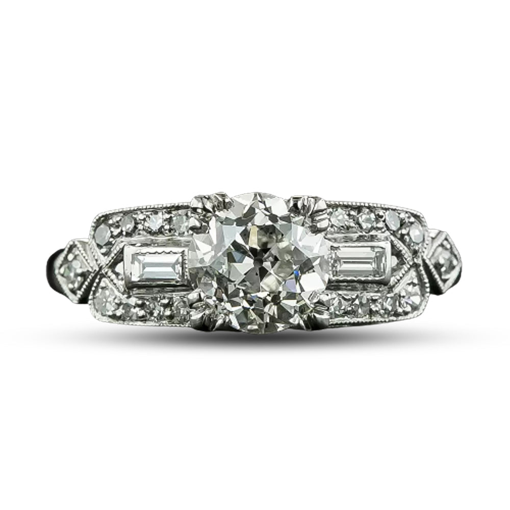 Art Deco 1.03 Carat Diamond Engagement Ring - GIA J VS2 - 5
