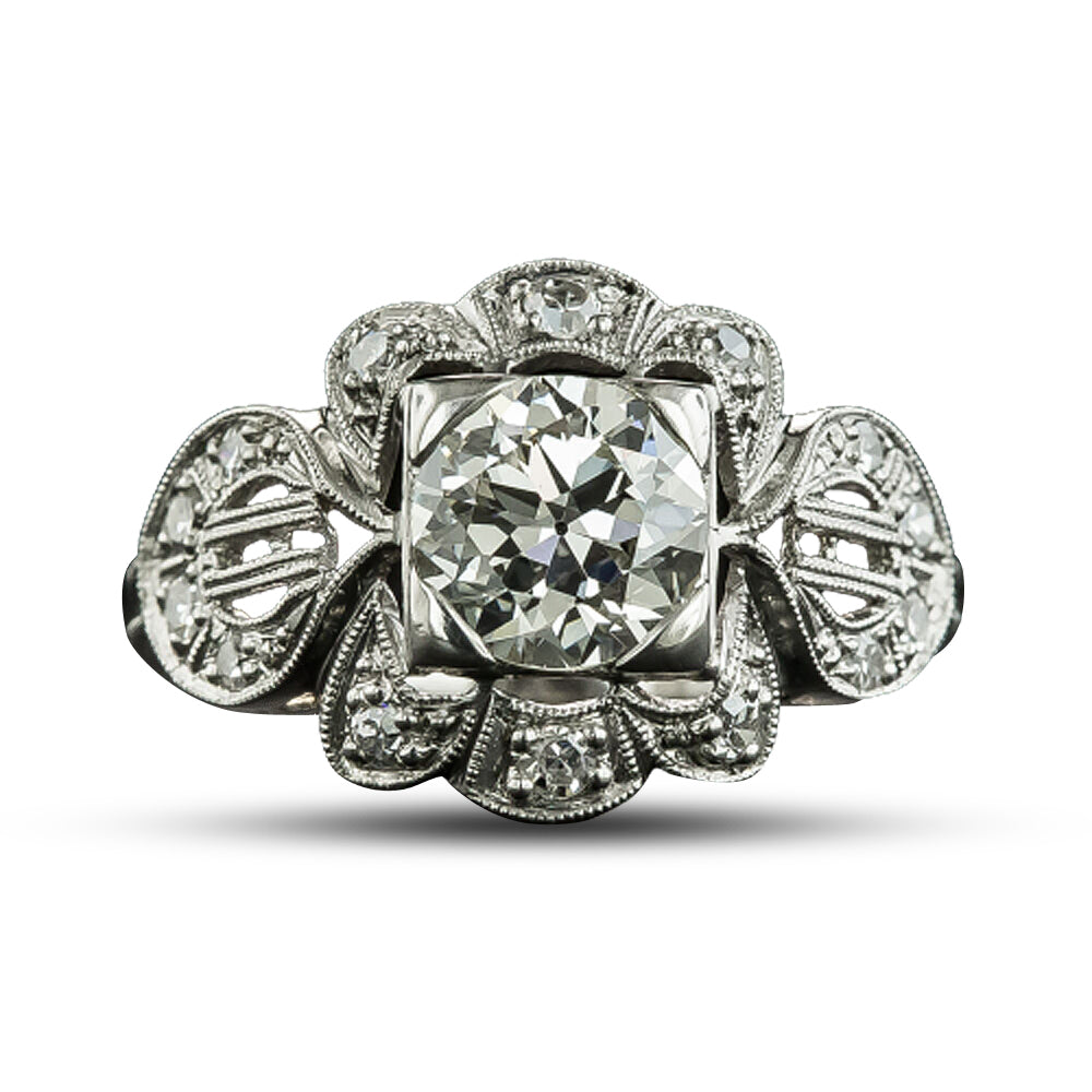 Art Deco 1.04 Carat Diamond Engagement Ring - GIA K VS2  - 4