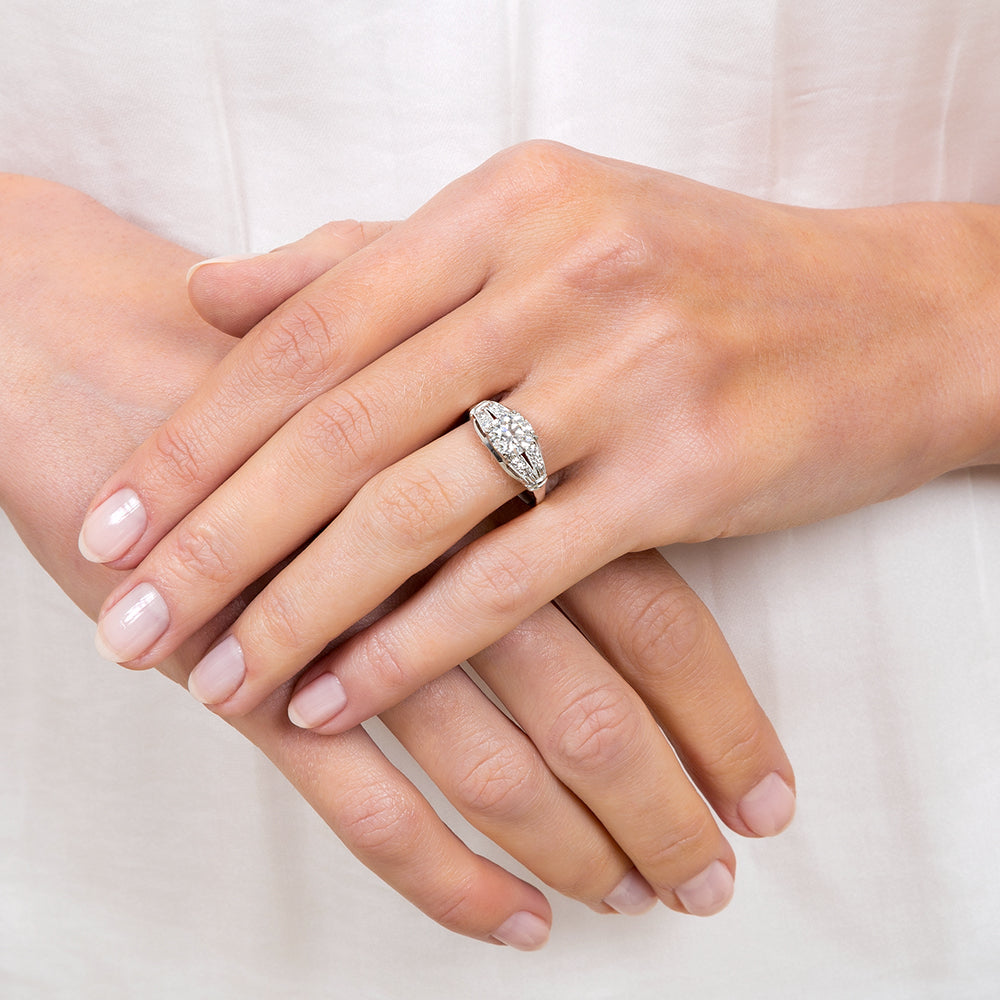 Art Deco 1.04 Carat Diamond Platinum Engagement Ring - GIA G VS1 - 6