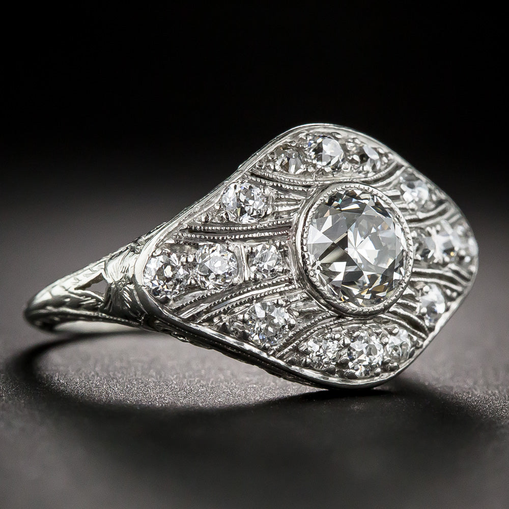 Art Deco 1.05 Carat Diamond Engagement Ring - GIA, Size 6 3/4 - 6