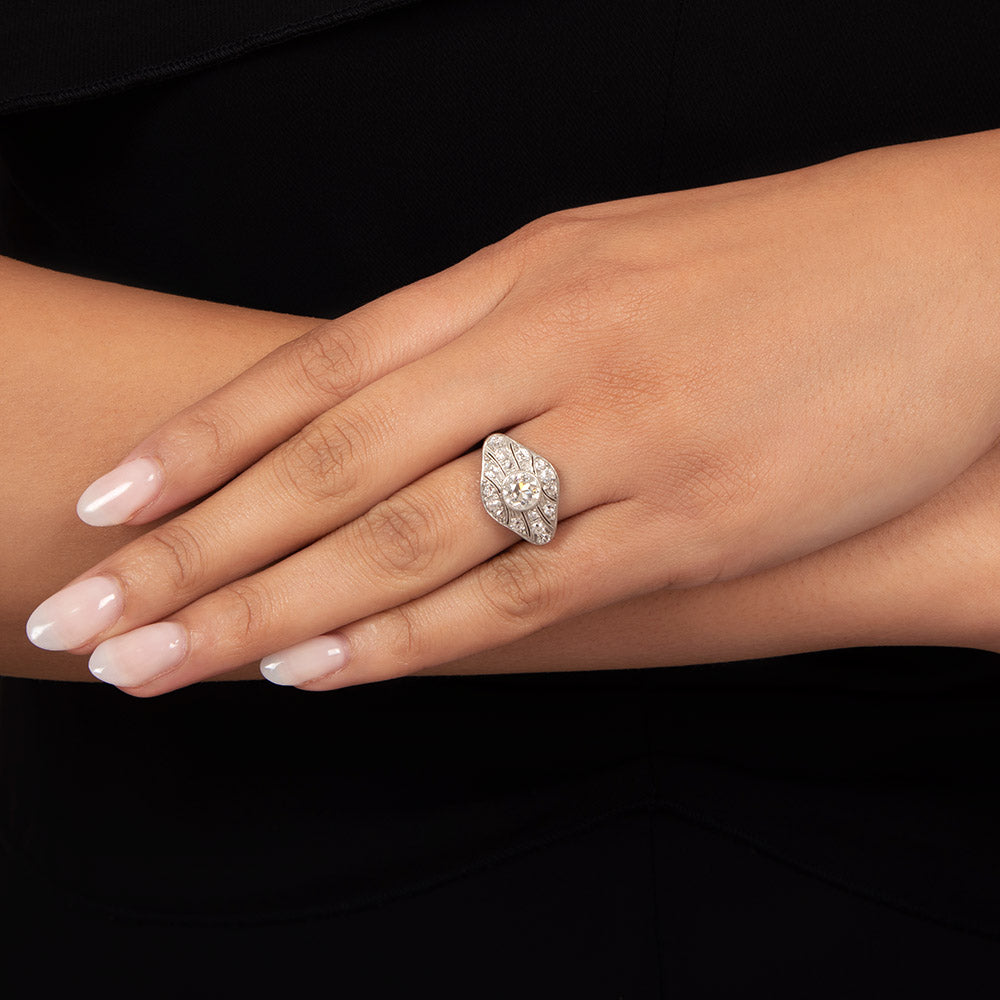 Art Deco 1.05 Carat Diamond Engagement Ring - GIA, Size 6 3/4 - 9