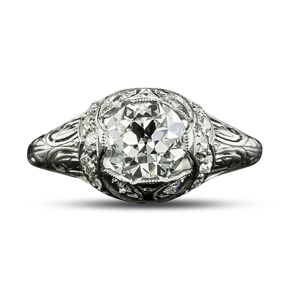 Art Deco 1.07 Carat Diamond Engagement Ring - GIA G VS1 - 4