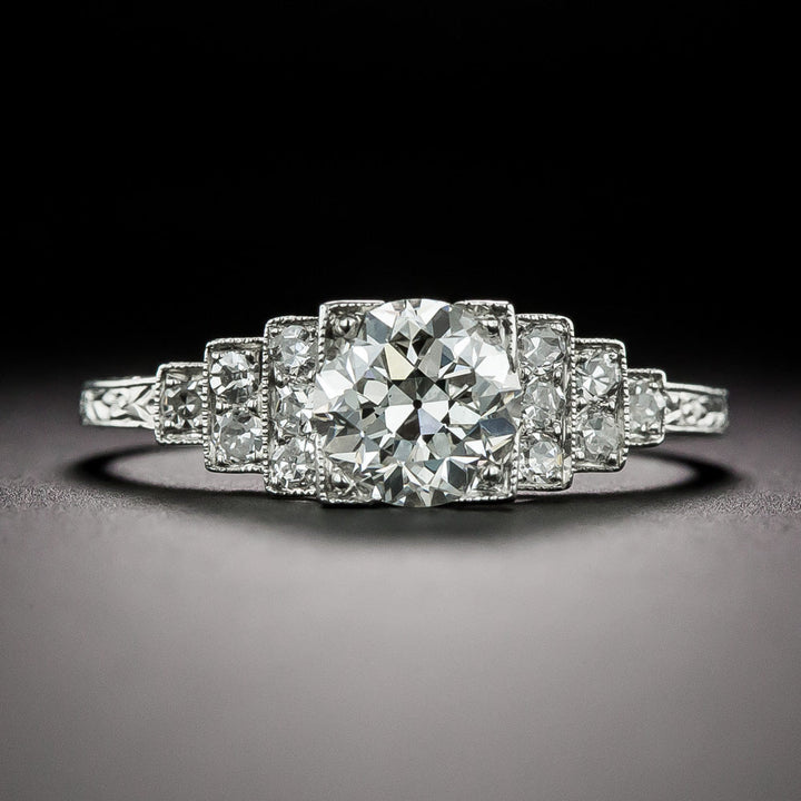 Art Deco 1.07 Carat Diamond Engagement Ring - GIA H SI1