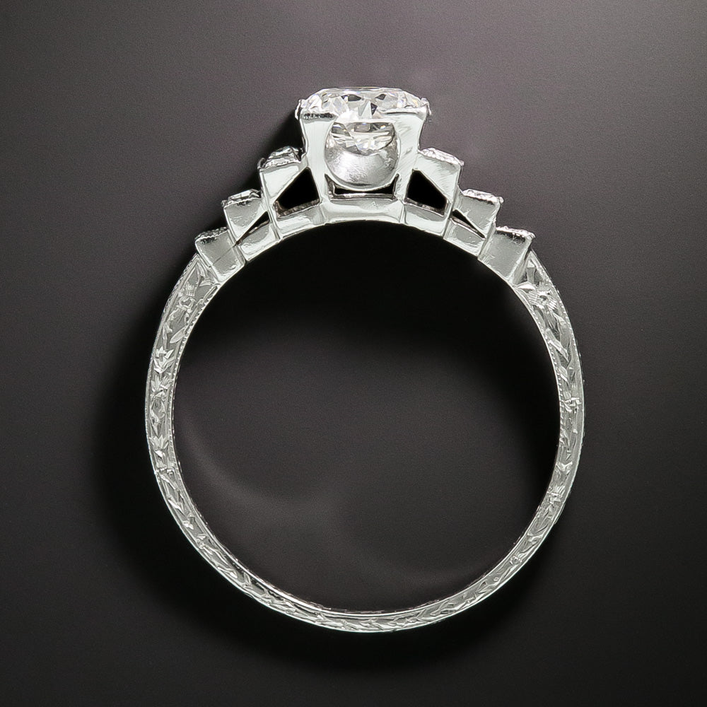 Art Deco 1.07 Carat Diamond Engagement Ring - GIA H SI1 - 4