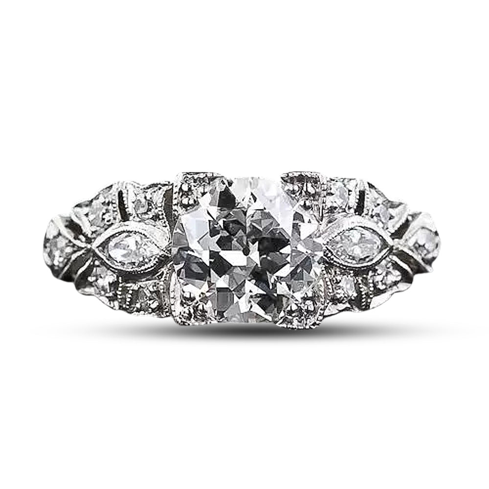Art Deco 1.07 Carat Diamond Engagement Ring - GIA J SI1 - 5