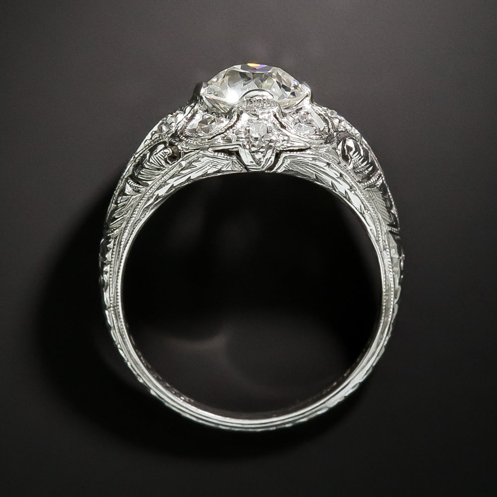 Art Deco 1.07 Carat Diamond Engagement Ring - GIA J VVS2  - 3